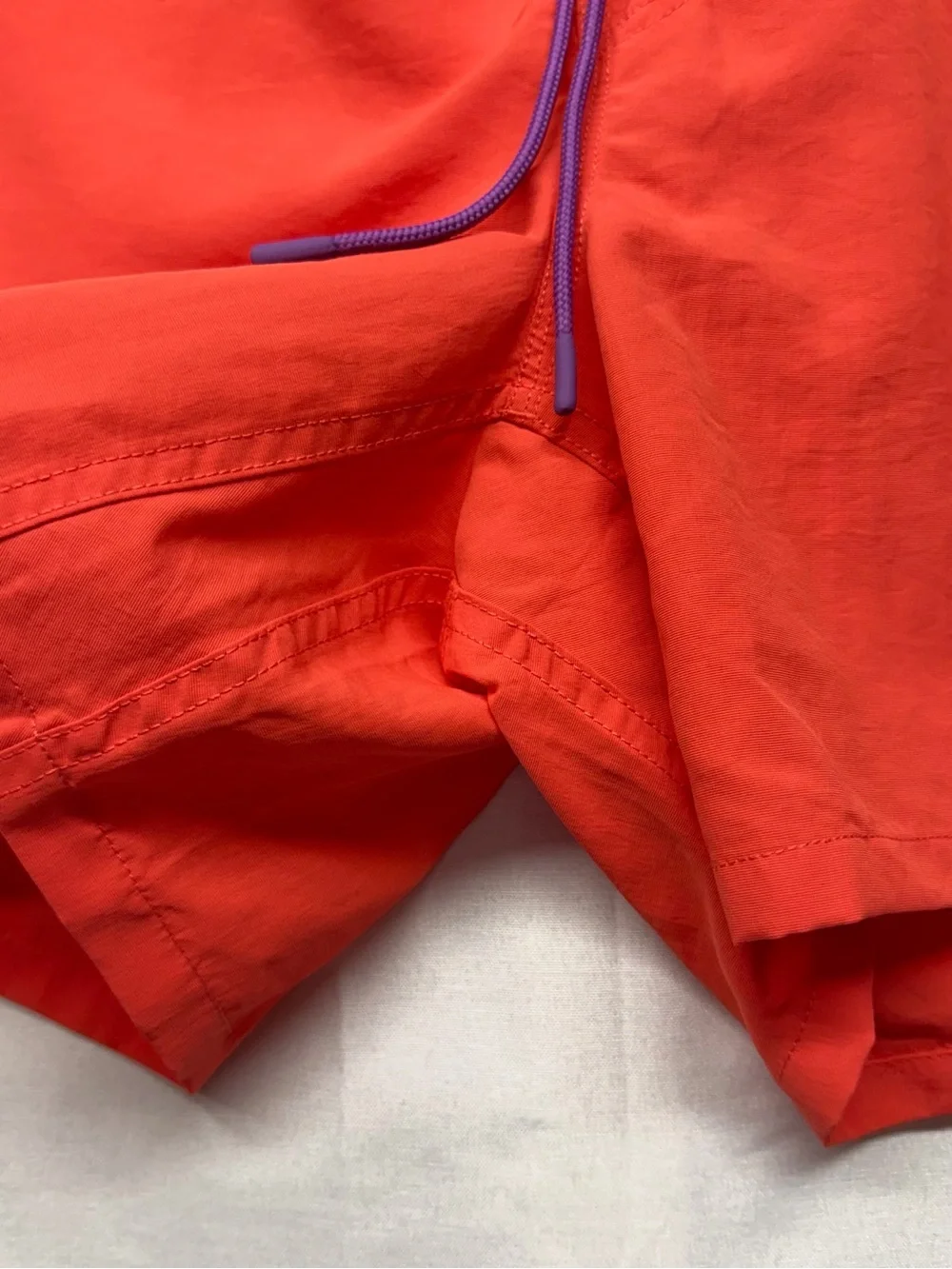 Duluth Trading Orange Swim/Active Shorts with Purple‎ Drawstring XL